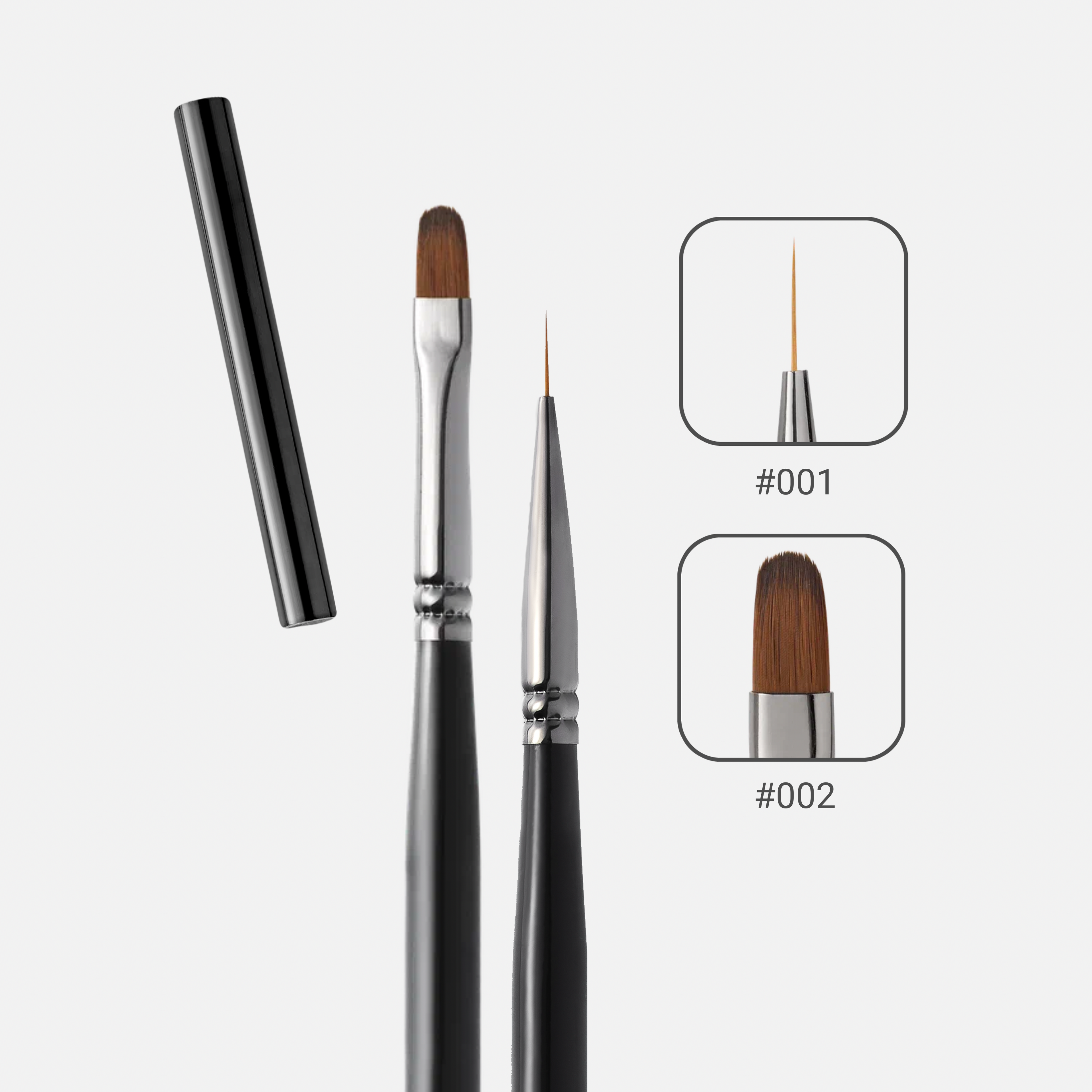 Manicure Brushes, 2 Pieces (Black)